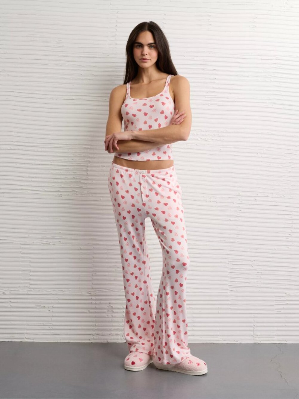 AE Luxe Plush Candy Hearts PJ Set Small